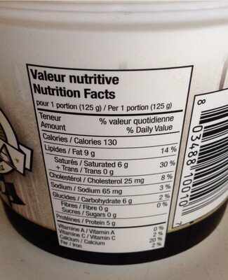 Water Buffalo yogurt 7% M.F. - Tableau nutritionnel