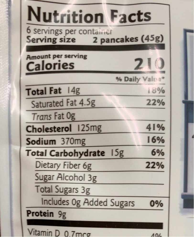 Chocolate Chip Keto Pancake & Waffle Mix - Nutrition facts