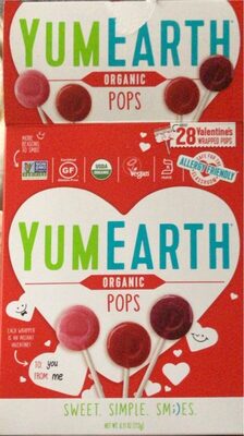 Yummyearth Inc., ORGANIC POPS, POMEGRANATE PUCKER, WET FACE WATERMELON, STRAWBERRY SMASH, GOOGLY GRAPE, VERY VERY CHERRY, barcode: 0810165018556, has 0 potentially harmful, 2 questionable, and
    2 added sugar ingredients.