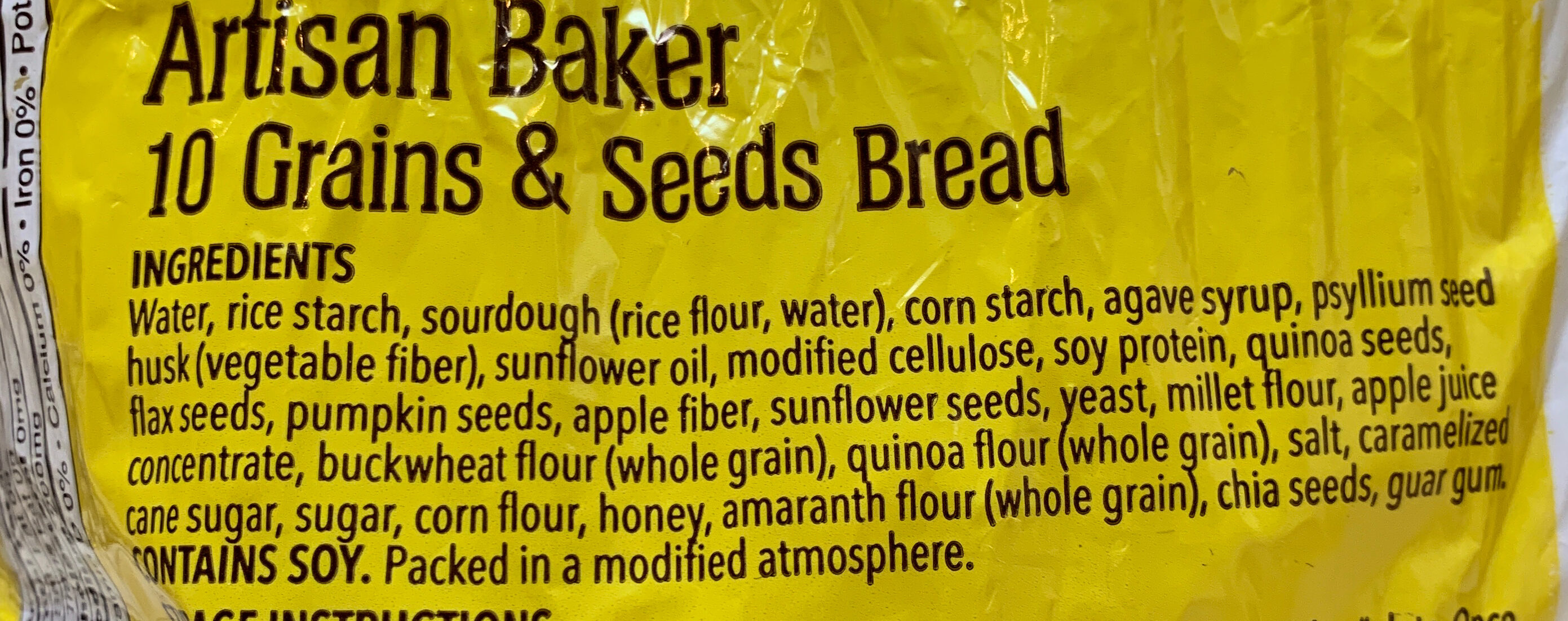 Gluten free artisan baker 10 grains & seeds bread - Ingredients