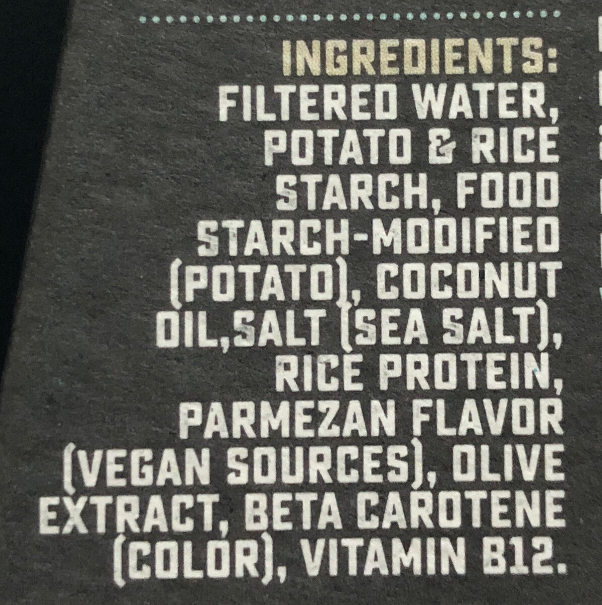 100% Vegan Parmesan - Ingredients