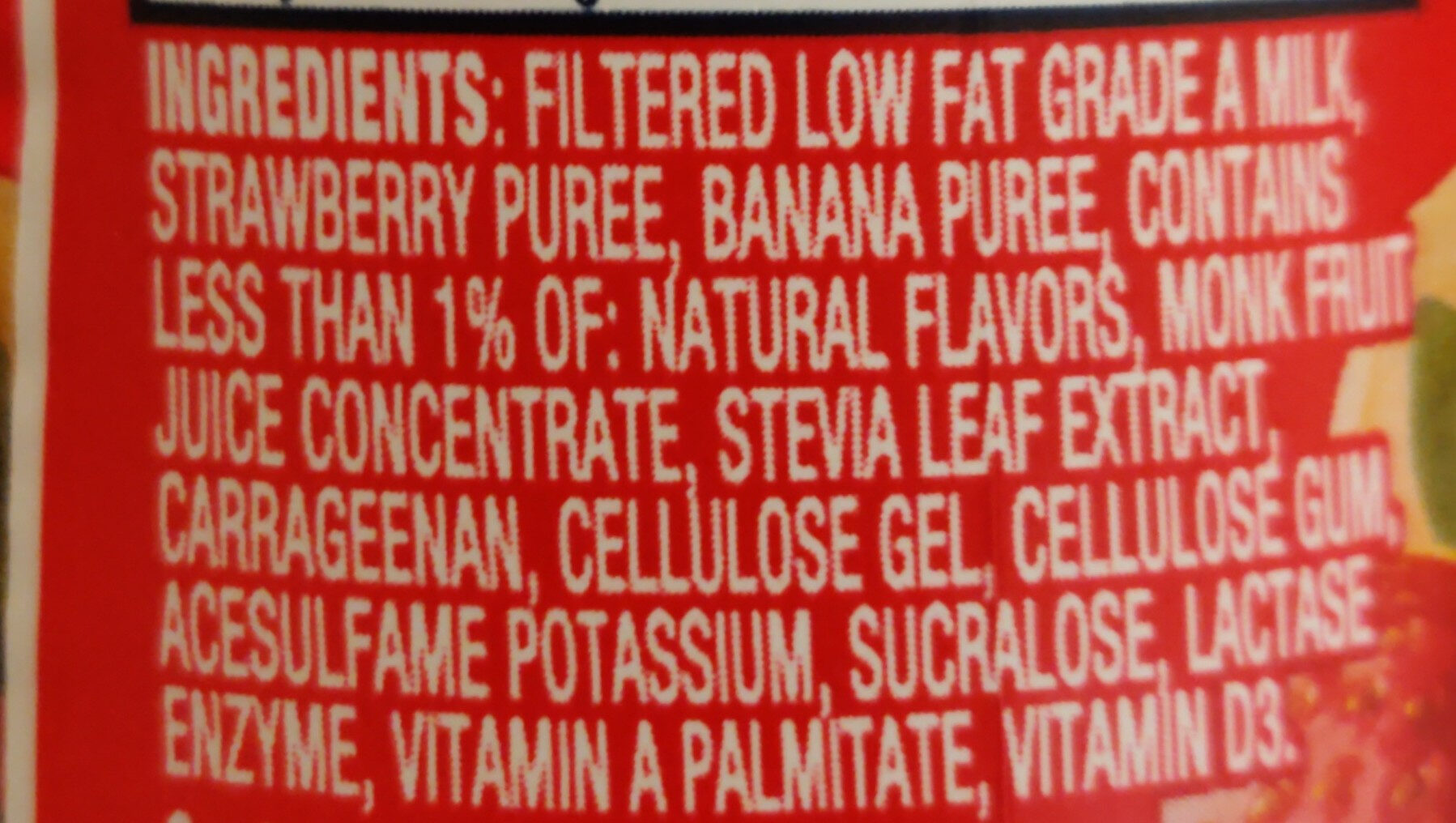 High protein milk shake strawberry banana - Ingredientes - en