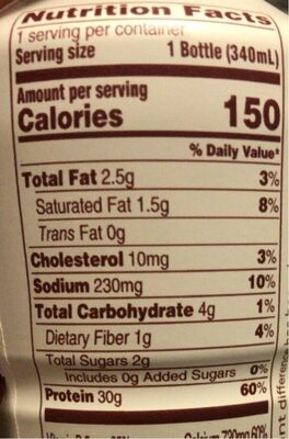 Fairlife protein drink - Nutrition facts