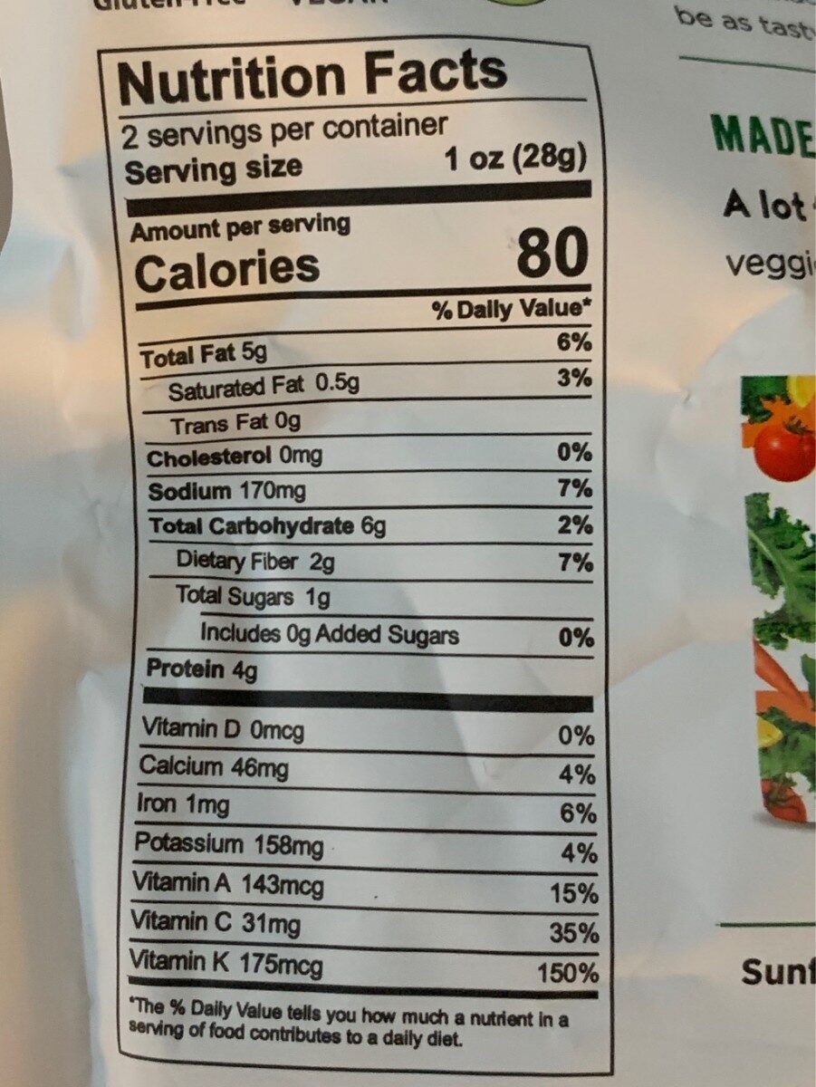 Crunchy Kale Cheeze It Up - Voedingswaarden - en
