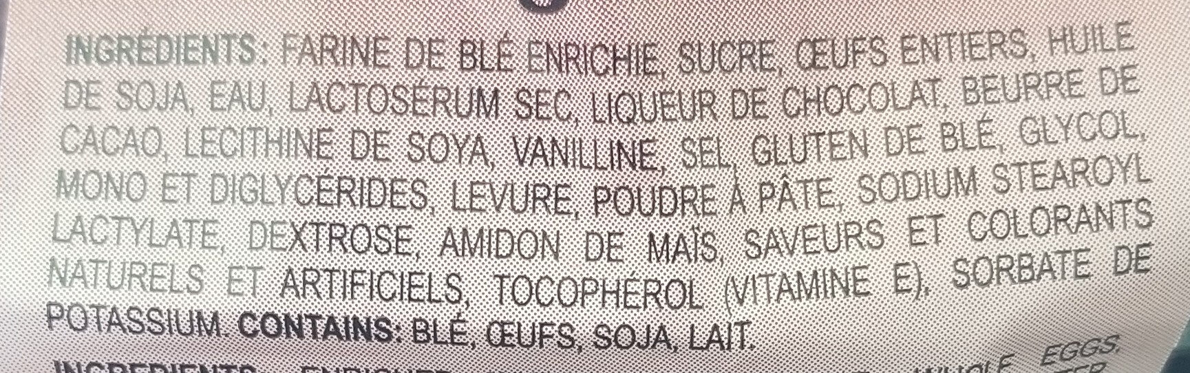 Gateau couronne Sacré chocolat - Ingredients - fr