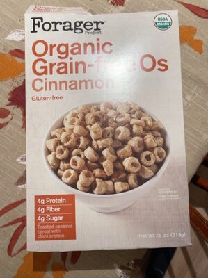 Forager Project, Llc, CINNAMON ORGANIC GRAIN-FREE OS TOASTED CASSAVA CEREAL WITH PLANT PROTEIN, CINNAMON, barcode: 0814558021338, has 0 potentially harmful, 2 questionable, and
    1 added sugar ingredients.