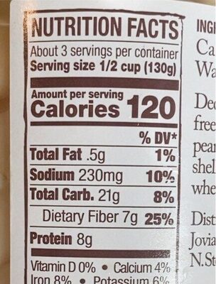 Beans og - Nutrition facts