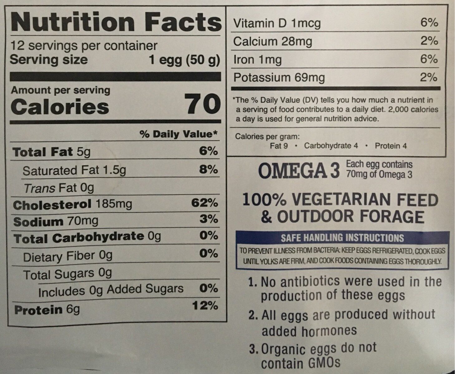 Organic eggs - Ernæringsfakta - en