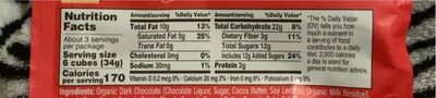 Organic dark chocolate wafers - Nutrition facts