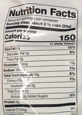 Skinny pop - Nutrition facts