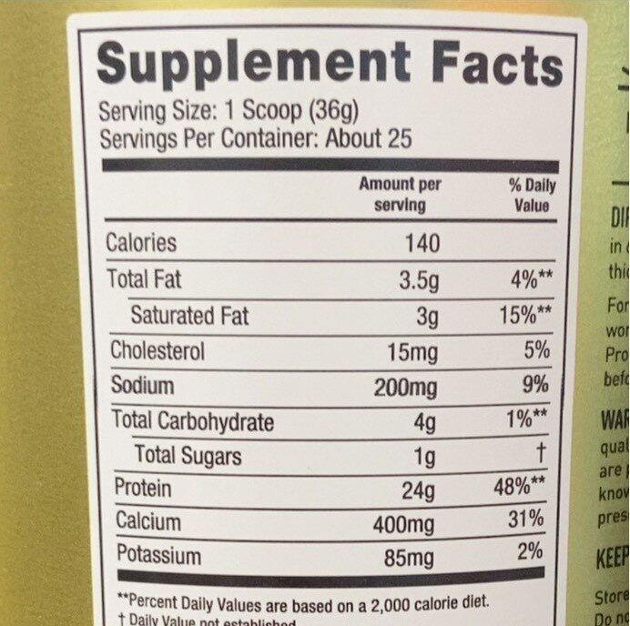Protein powder - Nutrition facts