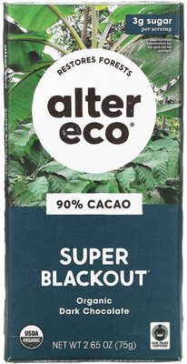 Calories in Alter Eco Dark Super Blackout Organic Chocolate