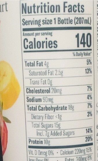 Strawberry banana blended drink - Nutrition facts