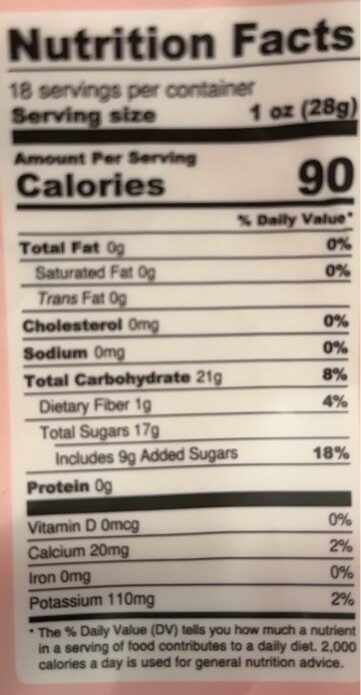 Dried Strawberry - Nutrition facts