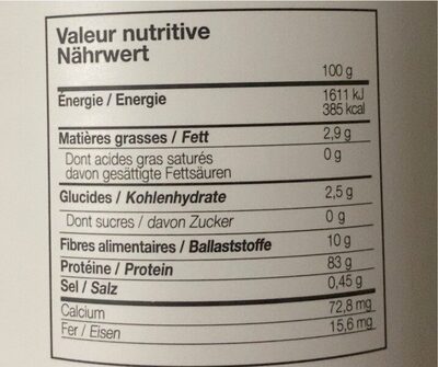 Proteines - Valori nutrizionali - fr