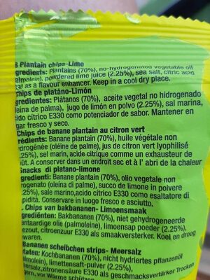 Plantain Chips Lime - Ingredients - es