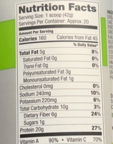 One, All-In-One Nutritional Shake Drink Mix, Coconut Almond - Nutrition facts