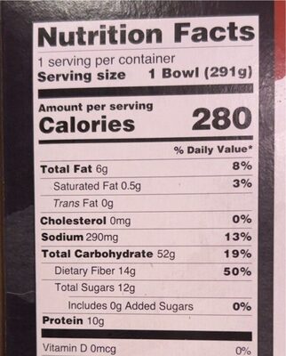 So Cal Kale & Bean - Nutrition facts