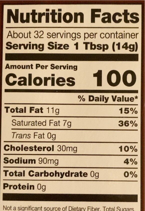 Salted butter - Nutrition facts
