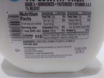 1 % Low-fat Milk - Näringsfakta - en
