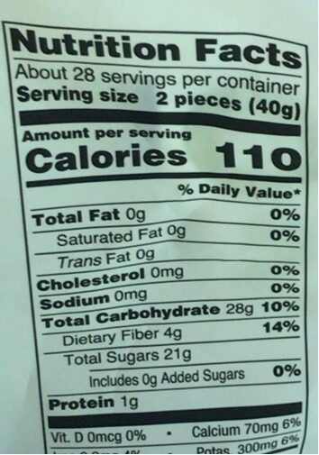 Organic Sun-dried Figs Dried Smyrna Figs - Nutrition facts