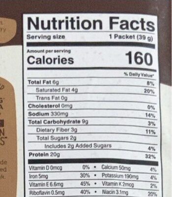 KOS PROTEIN - Nutrition facts