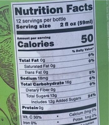Habanero margarita mixer - Nutrition facts