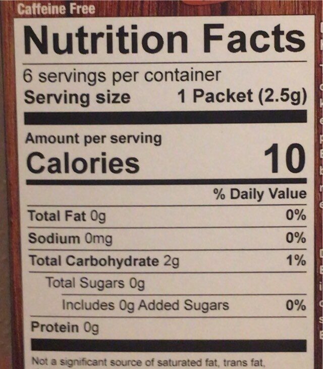 Root beer drink mix packets - Nutrition facts
