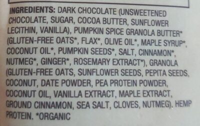 Dark chocolate pumpkin spice filled bites - Ingredients