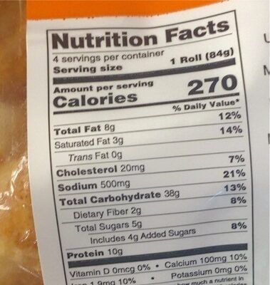 Cheese Kaiser Rolls - Nutrition facts