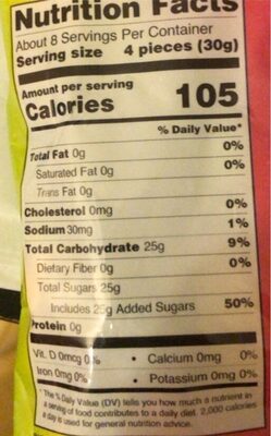 sour bears & worms - Nutrition facts
