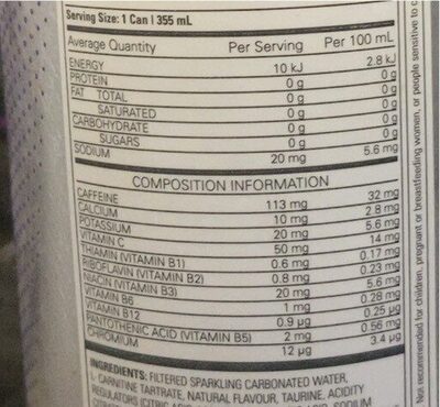 OxyShred - Nutrition facts