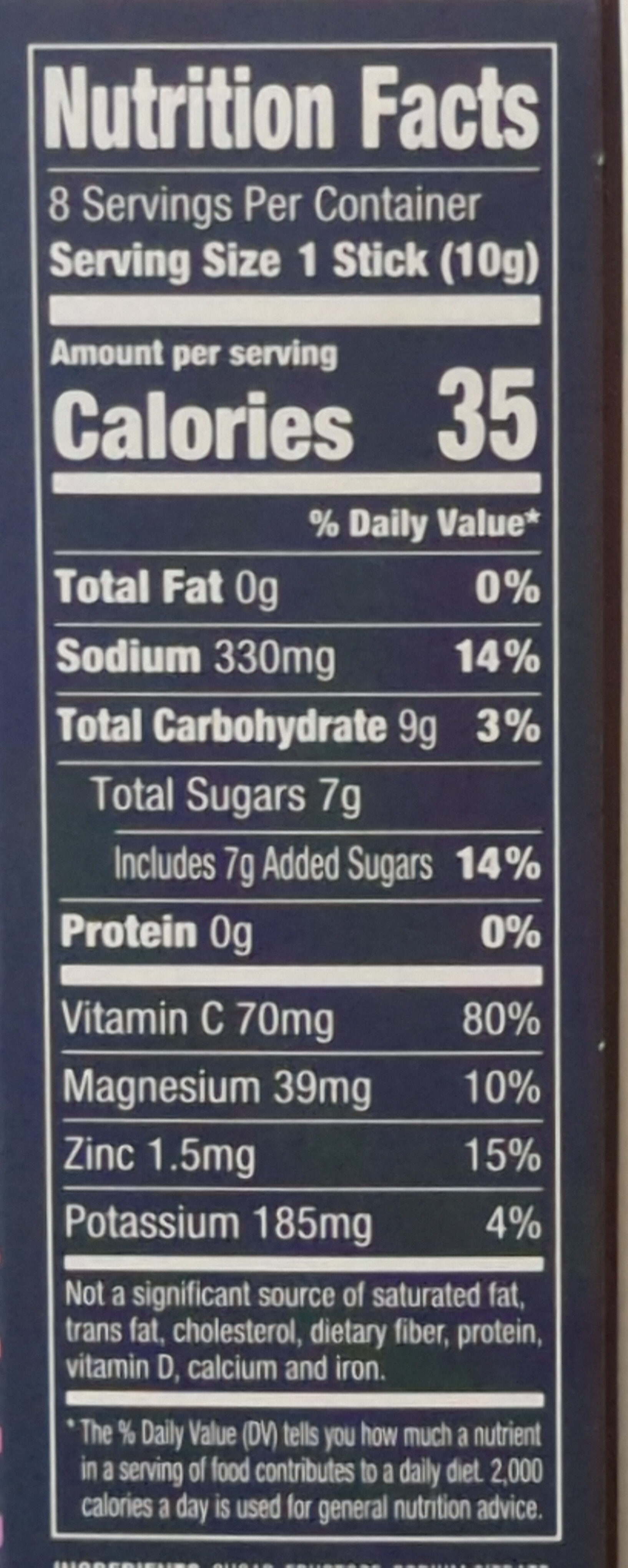 DripDrop ORS - Berry - Nutrition facts