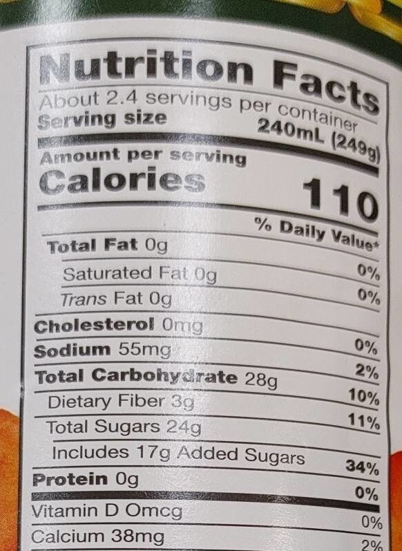 Carrot juice - Nutrition facts