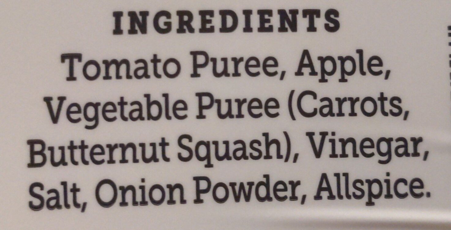 Veggie Ketchup - Ingredients