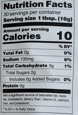 Veggie Ketchup - Nutrition facts