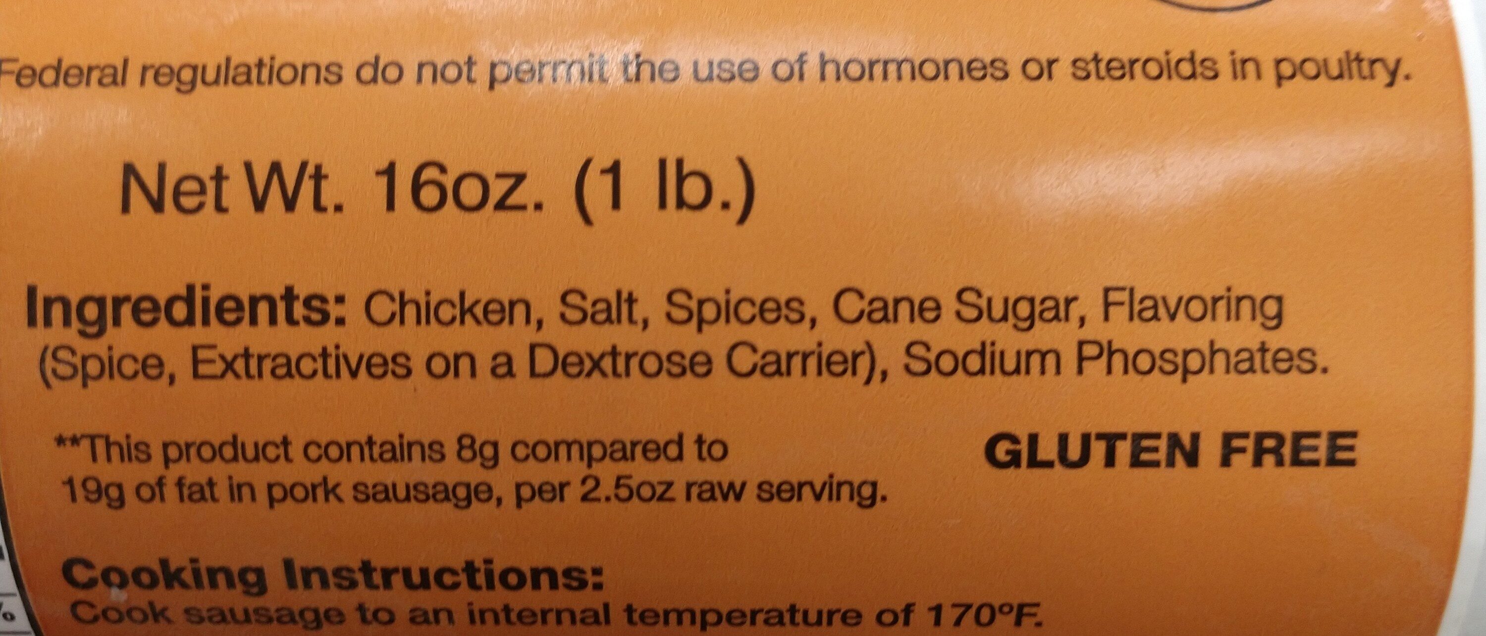 Chicken Sausage - Ingredients