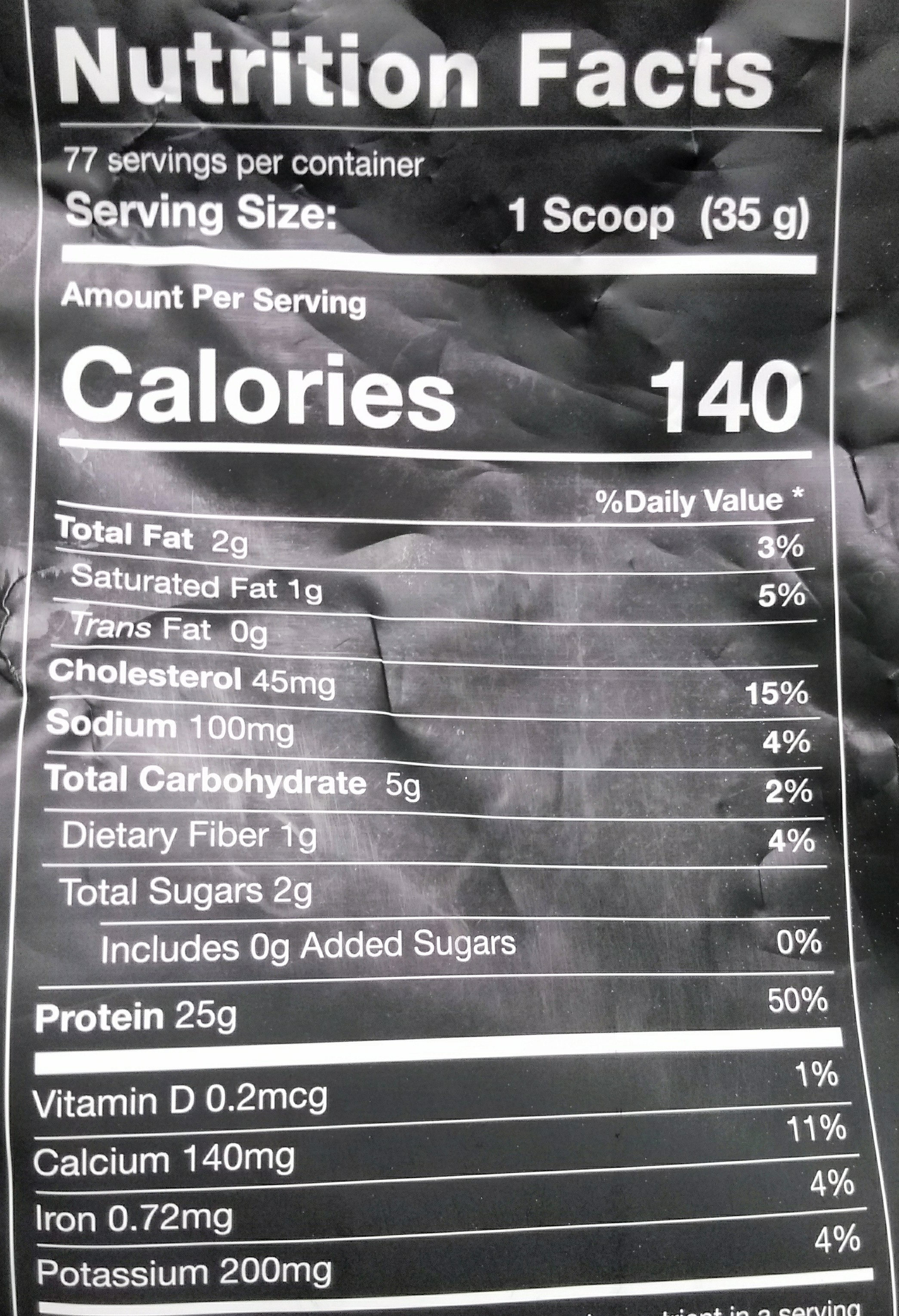 Protein powder cookies n cream - Nutrition facts