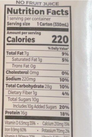 Organic Nutrition Vanilla Bean - Tableau nutritionnel - en