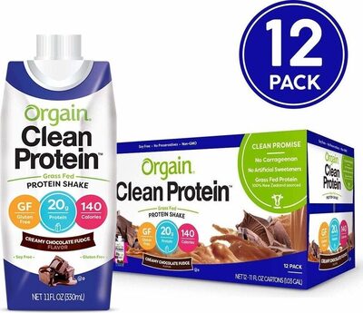 Orgain, Inc., GRASS FED PROTEIN NUTRITIONAL PROTEIN SHAKE, CREAMY CHOCOLATE FUDGE, barcode: 0851770006118, has 3 potentially harmful, 4 questionable, and
    1 added sugar ingredients.