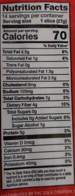 Sola Bread Deliciously Seeded - Nutrition facts
