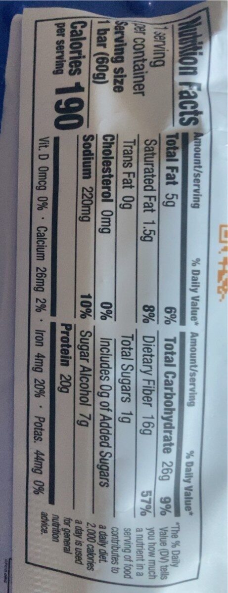 Protein Bar - Nutrition facts