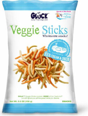 Gluck Holdings, Llc., AUTHENTIC SOUR CREAM & ONION VEGGIE STICKS SNACKS, SOUR CREAM & ONION, barcode: 0852580004509, has 1 potentially harmful, 4 questionable, and
    1 added sugar ingredients.