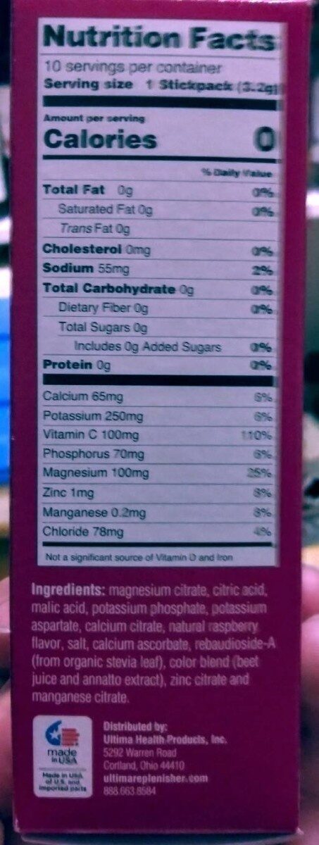 Rasberry electrolyte drink mix - Nutrition facts