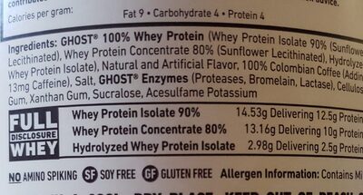 Ghost whey protein - Ingredients - en