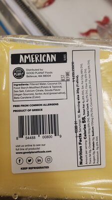 Good planet foods dairy free american slices - Ingredients