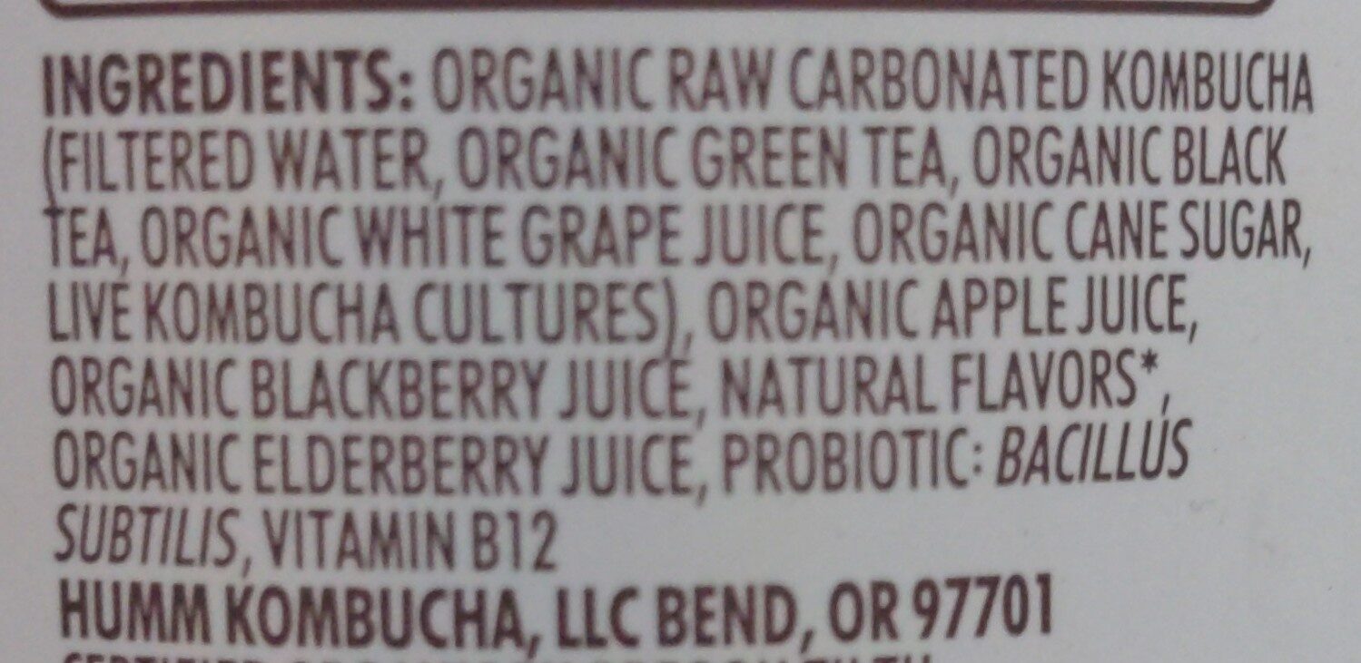 Probiotic kombucha blackberry - Ingredients