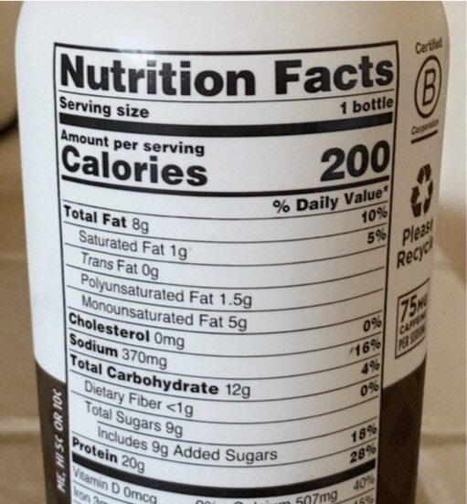 Coffee Protein Shake - Nutrition facts