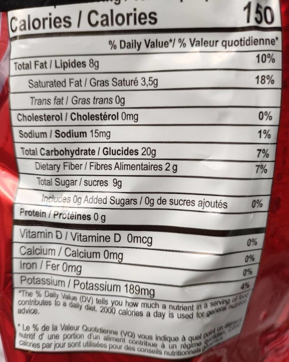 Sweet plantain chips maduritos dulcesitos - Nutrition facts