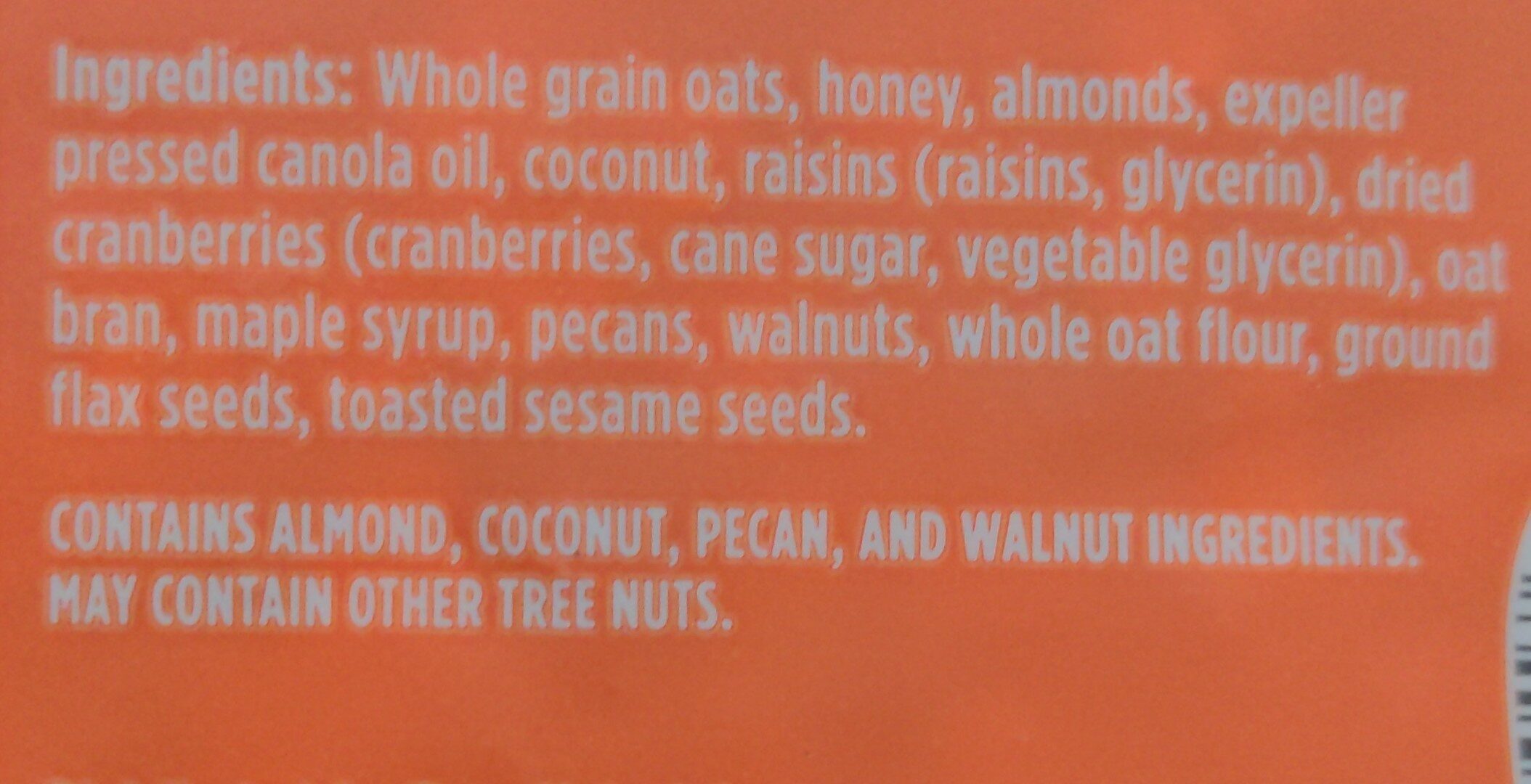 Fruit nut granola - Ingredients